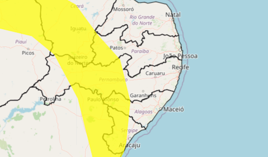 Inmet alerta para chuvas de até 50 milímetros e ventos fortes em 29 cidades de Alagoas