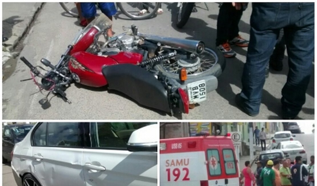 Colisão entre carro e motocicleta deixa jovem ferida em Arapiraca