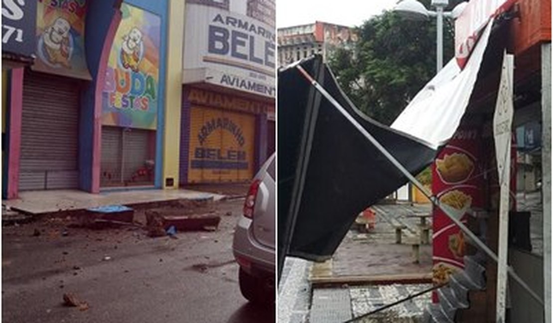 Chuvas causam queda de fachadas de lojas em Arapiraca