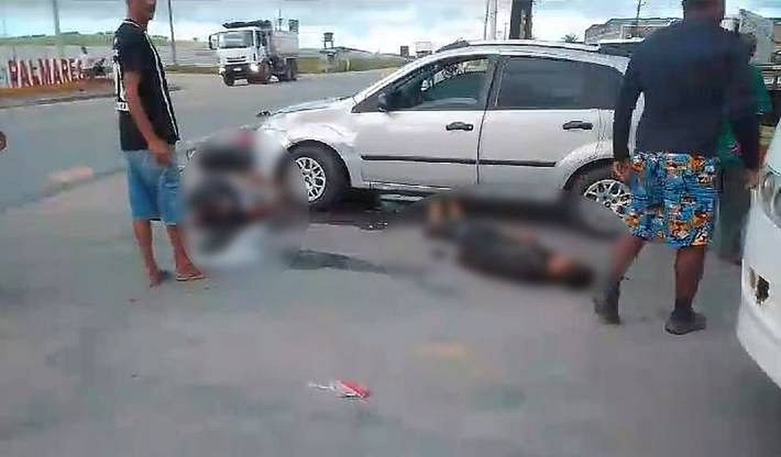 Duas pessoas ficam feridas em acidente envolvendo moto e carro em União dos Palmares