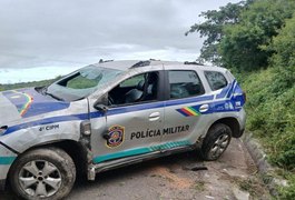 Cavalo solto na estrada provoca acidente com viatura da PM de Pernambuco, em Água Branca