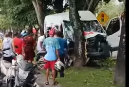 Acidente deixa motorista de van ferido, em Maceió