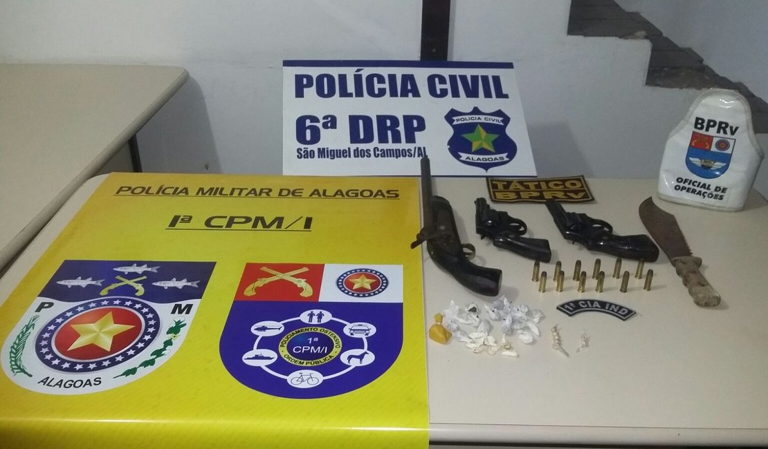 Sete pessoas são detidas por porte ilegal de arma de fogo e tráfico de drogas