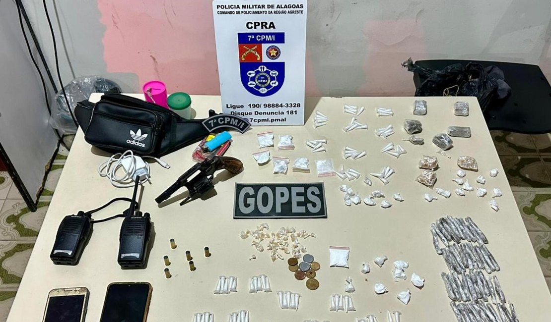 PM-AL apreende arma, drogas e munições e recupera produtos de furto no interior de Alagoas