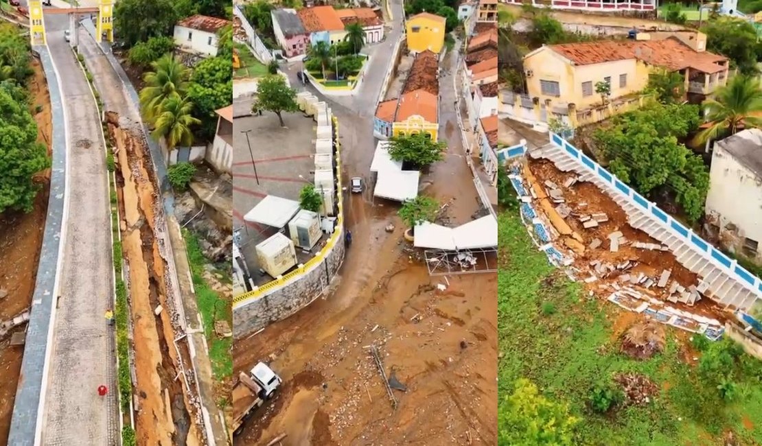 Fortes chuvas deixam rastro de destruição e interditam Centro Histórico ﻿em Piranhas