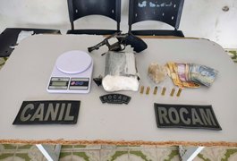 Mulher é presa com quase 1 kg de drogas e revólver, após perseguição policial no Centro de Arapiraca