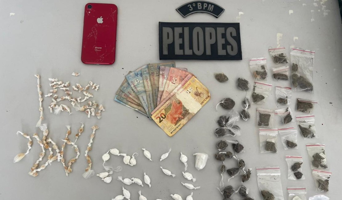Suspeito de tráfico de drogas é preso pelo Pelopes nas proximidades do Mercado Público de Arapiraca