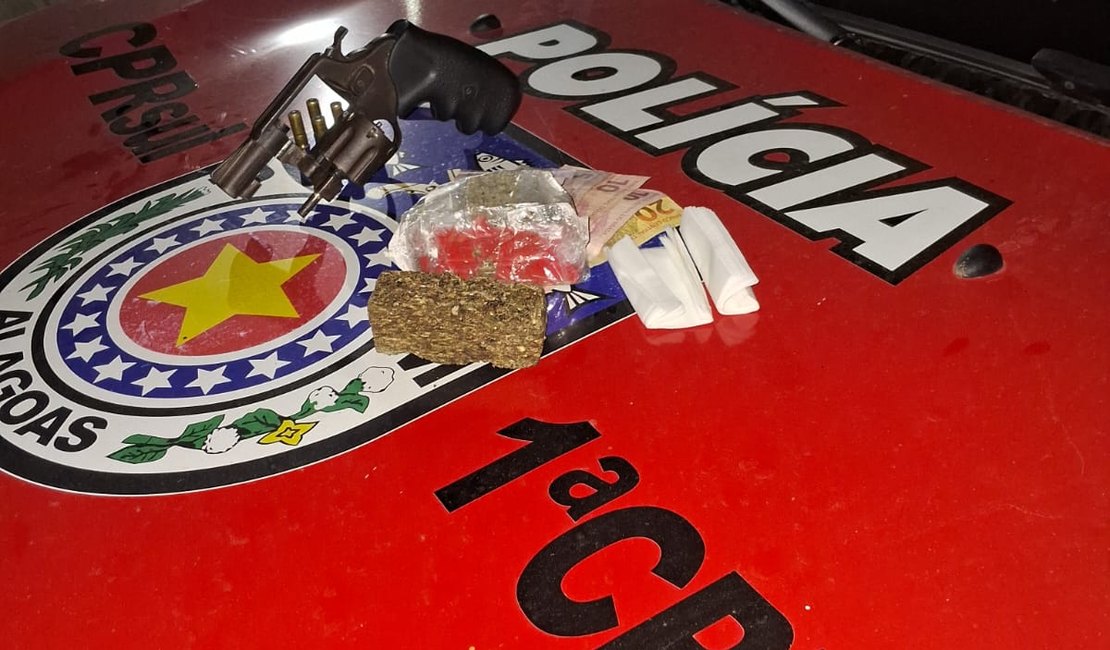 PM prende homem, apreende arma de fogo e maconha durante patrulhamento em Anadia