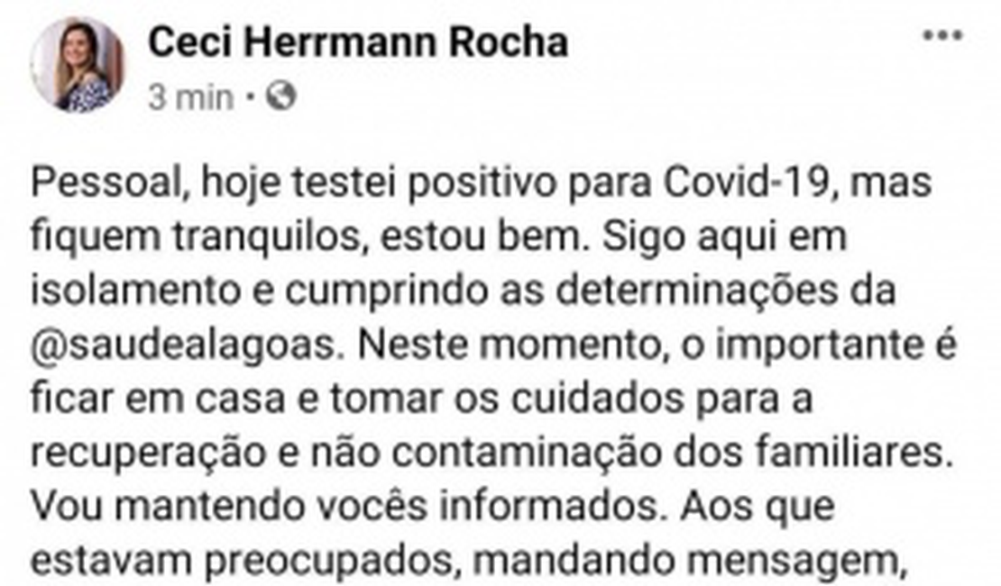 Secretária de Ciência e Tecnologia, Cecília Rocha, testa positivo para