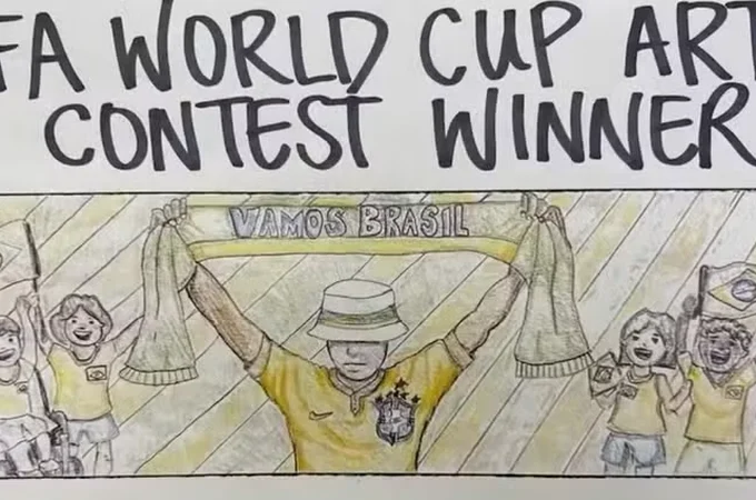 Estudante de 12 anos vence concurso da Fifa e terá desenho no ônibus da Seleção