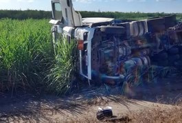Motorista fica ferido em acidente com carreta na BR 101, em São Miguel dos Campos