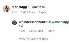Maria Lina comentou em post de Whindersson e ele respondeu