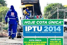 Pagamento da cota única do IPTU se encerra nesta quinta (10)