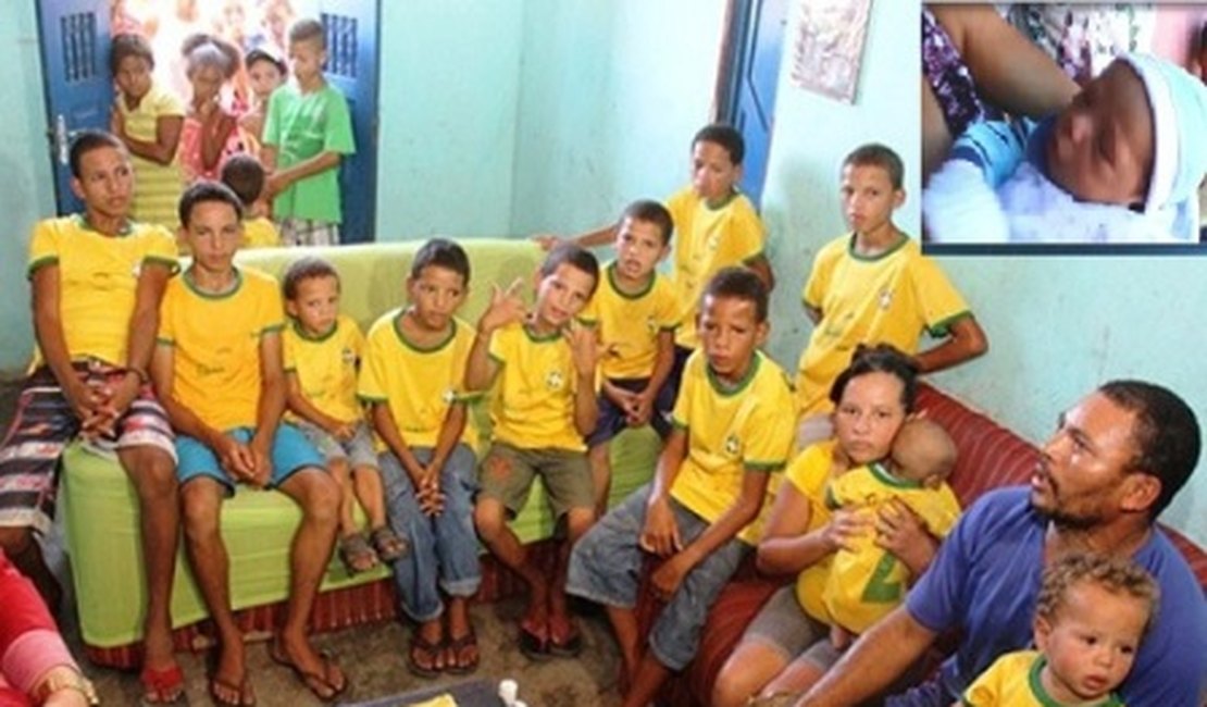 Casal com 12 filhos com a letra ‘R’ celebra chegada do 13º herdeiro