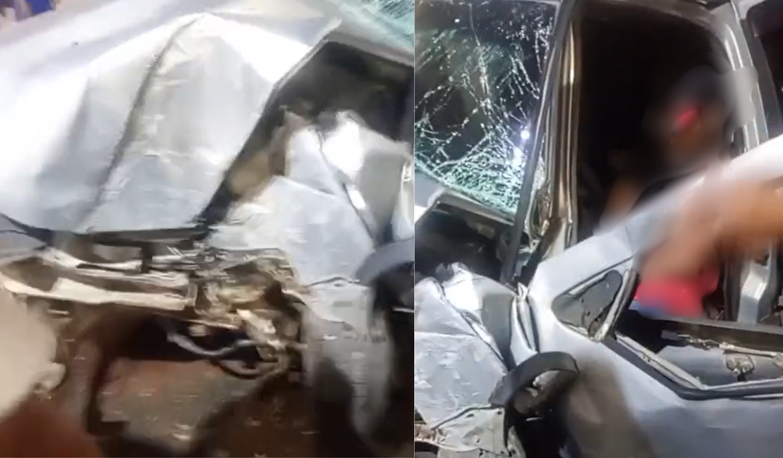 Carro atravessa canteiro e invade mercadinho após motorista perder o controle em Rio Largo