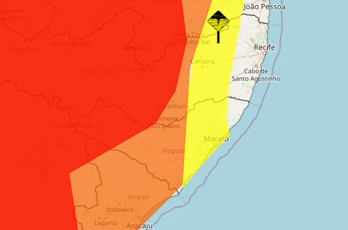 Inmet emite alerta vermelho de chuvas intensas para o Sertão de Alagoas