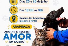 Feirinha de adoção de cães e gatos acontece nos dias 25 e 26 de julho em Arapiraca