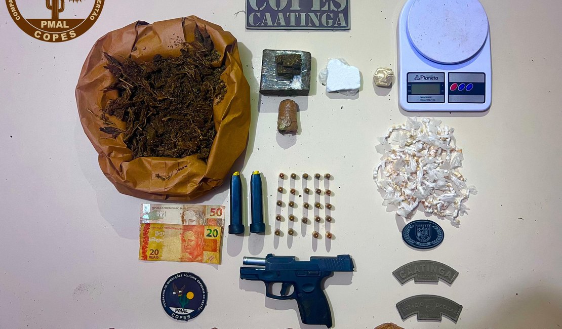 Copes/Caatinga prende homem e apreende 750 gramas de drogas e arma de fogo em Batalha