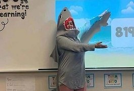 Vídeo: professora viraliza ao se vestir de tubarão para ensinar matemática