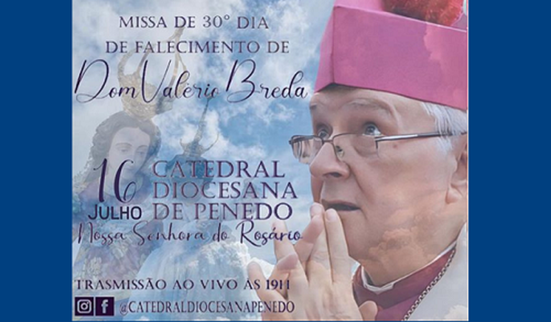 Missa de 30º dia em memória da morte de Dom Valério Breda é celebrada hoje; saiba como acompanhar