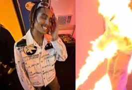 Durante show, rapper Matuê é atingido por jato de fogo