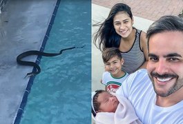 Kaká Diniz, marido de Simone, filma cobra em piscina de mansão nos EUA