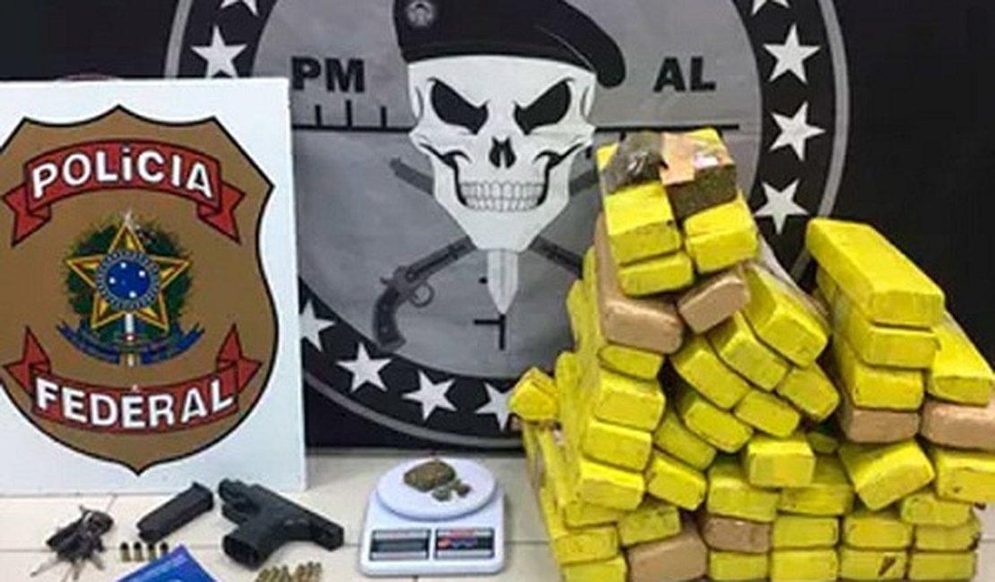 Operação conjunta apreende 25 Kg de maconha e prende casal em Quebrangulo
