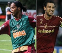 Ronaldinho brilha em cobranças de faltas em treino; Fred está fora do jogo