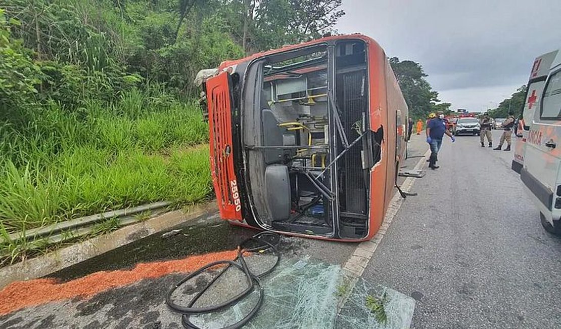 Ônibus tomba por causa de inseto e onze pessoas ficam feridas em Minas Gerais