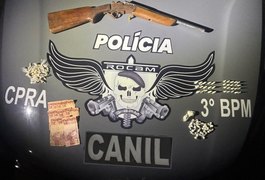 PM realiza prisão de homem e apreende espingarda e drogas em Arapiraca