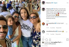 Ivete Sangalo e vocalista da Banda Eva se apresentam juntos na escola dos filhos