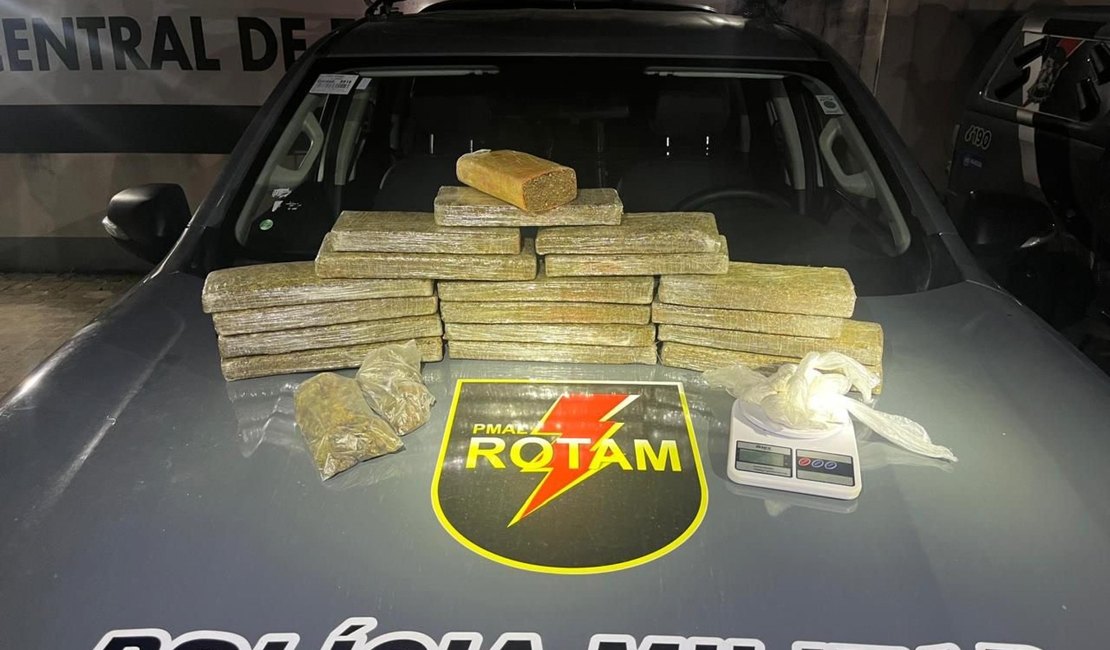 PM apreende quase 15 quilos de drogas no bairro da Levada, em Maceió