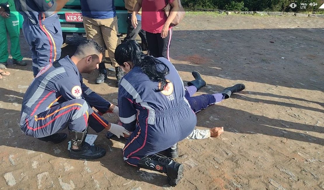 Homem a caminho do trabalho fica ferido em queda após 'garfo' de bicicleta quebrar, em Arapiraca