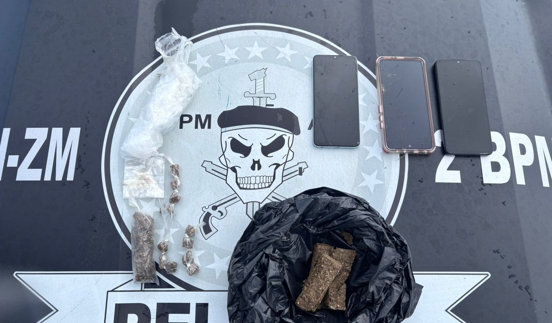 PELOPES do 2º BPM apreende drogas e detém três suspeitos de tráfico em União dos Palmares