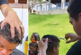 Wesley Safadão ataca de cabeleireiro da família na quarentena