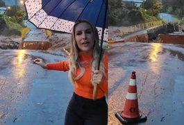 Ponte é arrastada pela correnteza enquanto prefeita grava vídeo sobre chuva no RS