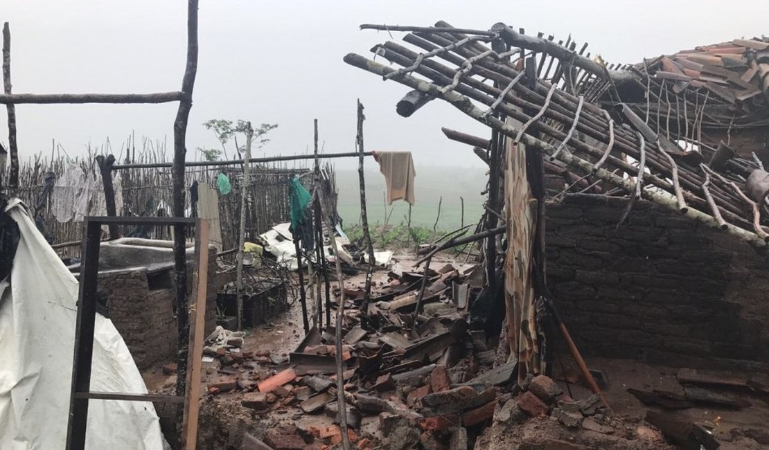 Temporal derruba maioria das casas em povoado quilombola em Palmeira dos Índios