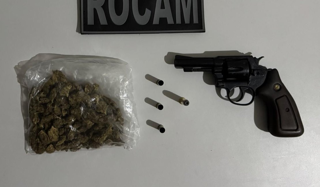 ROCAM do 3º BPM apreende arma e droga durante patrulhamento no bairro Massaranduba