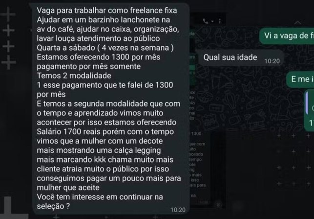 Hamburgueria é denunciada por adolescente após oferta de trabalho com 'bônus' por uso de roupa curta