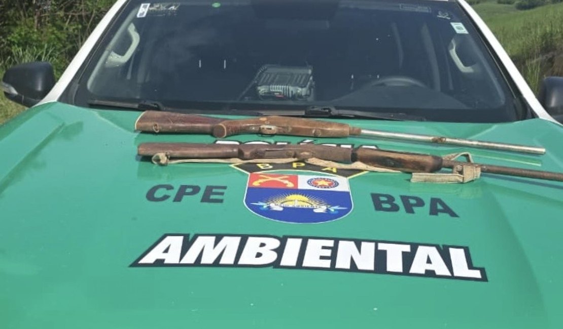 PM apreende duas armas de fogo durante fiscalização ambiental em Porto Calvo