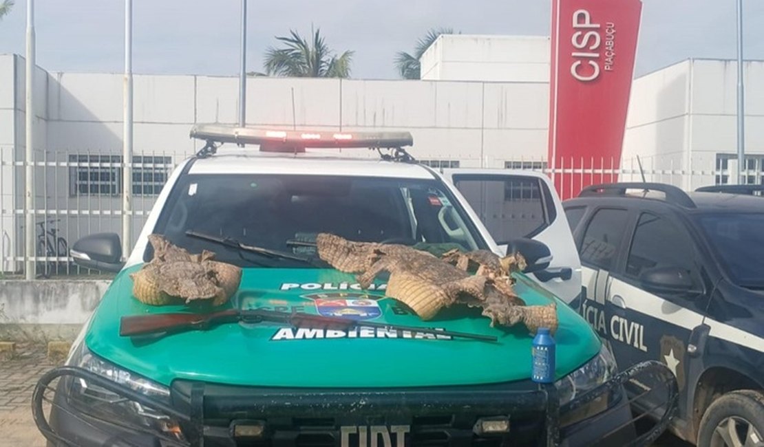 Operação apreende espingarda e peles de jacarés em Piaçabuçu