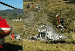 Helicóptero cai em Pomerode e corpo de piloto é encontrado carbonizado