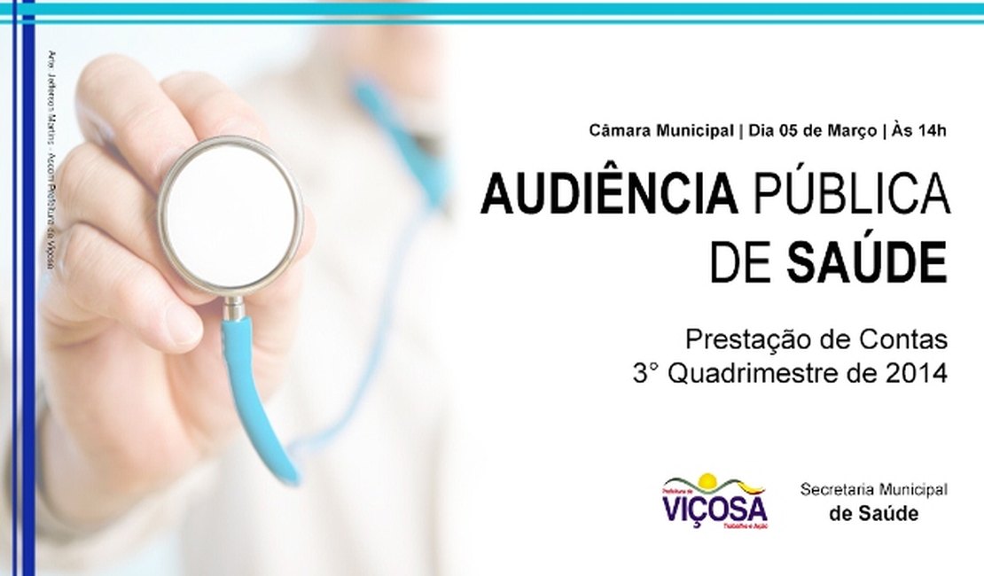 Secretaria de Saúde de Viçosa realiza audiência pública próximo dia 05