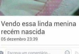 Recém-nascida é colocada à venda em site: 'linda menina' em Manaus