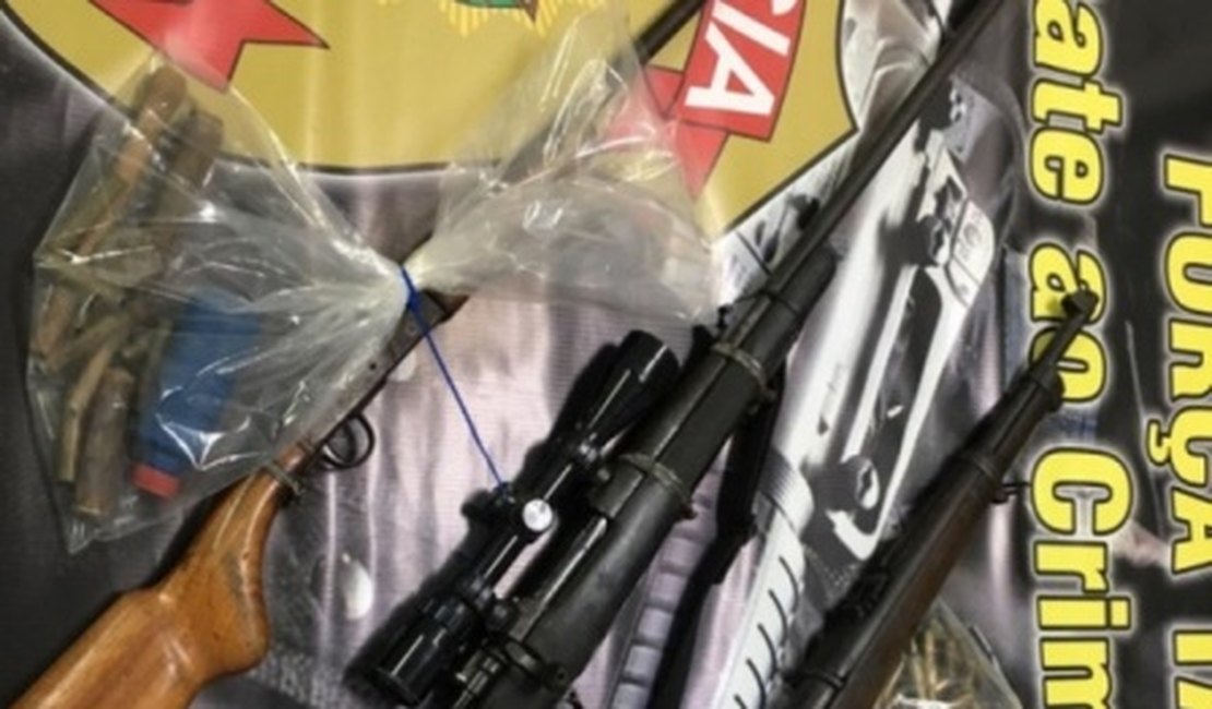 PF apreende armas usadas em assaltos e crimes de mando em Major Izidoro