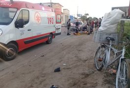 Colisão entre carro e bicicleta deixa homem ferido no bairro Baixa Grande, em Arapiraca