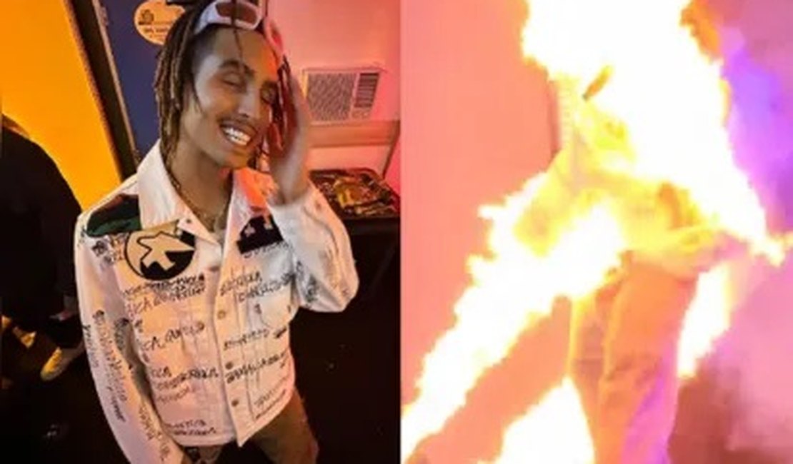 Durante show, rapper Matuê é atingido por jato de fogo