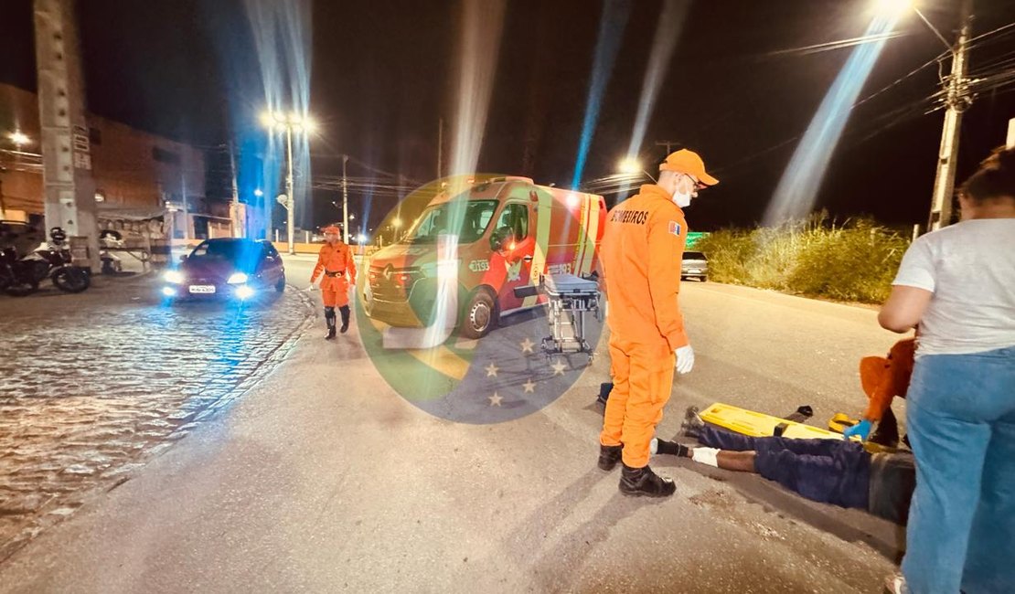 Colisão entre carro e moto deixa motociclista ferido na AL-115, em Arapiraca