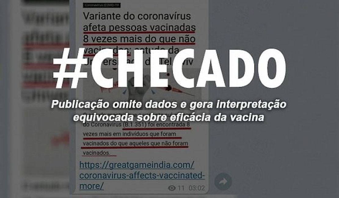 Checado: resultado de pesquisa não compromete eficácia de vacina contra Covid-19