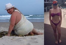 Brasileira 'seca' mais de 50kg após não conseguir entrar em calça; compare
